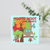 フクロウ4th誕生日Tシャツとギフト カード (スタンド正面)