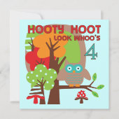 フクロウ4th誕生日Tシャツとギフト カード (正面)