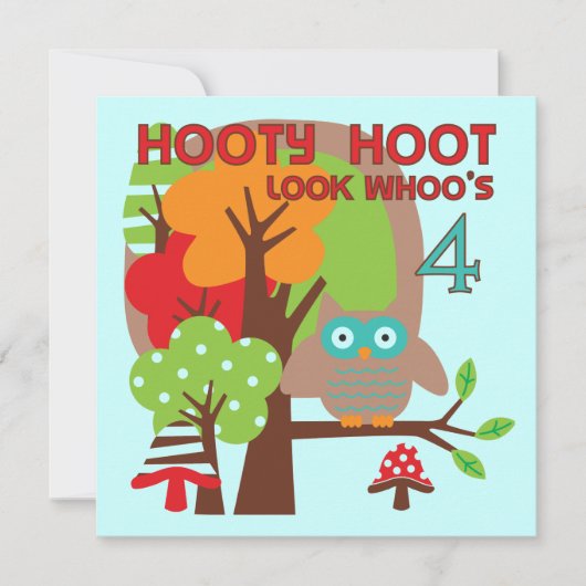 フクロウ4th誕生日Tシャツとギフト カード (正面)