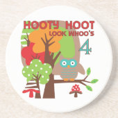 フクロウ4th誕生日Tシャツとギフト コースター (正面)