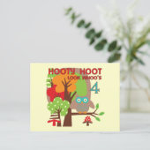 フクロウ4th誕生日Tシャツとギフト ポストカード (スタンド正面)