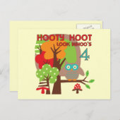 フクロウ4th誕生日Tシャツとギフト ポストカード (正面/裏面)