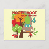 フクロウ4th誕生日Tシャツとギフト ポストカード (正面)