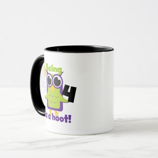 フクロウ4th誕生日Tシャツとギフト マグカップ (正面左)