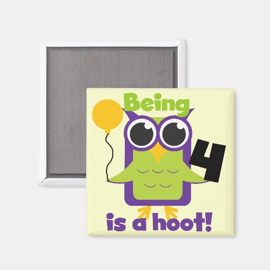 フクロウ4th誕生日Tシャツとギフト マグネット (正面/裏面)