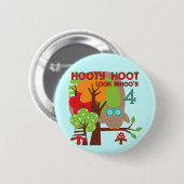 フクロウ4th誕生日Tシャツとギフト 缶バッジ (正面&裏面)