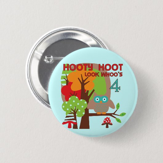 フクロウ4th誕生日Tシャツとギフト 缶バッジ (正面&裏面)