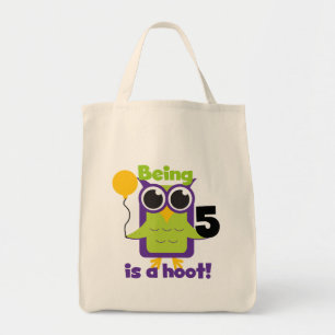 フクロウ5誕生日Tシャツとギフト トートバッグ
