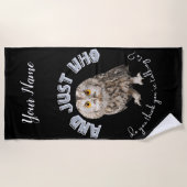 フクロウ：あなたは誰と話し考えているんだ？ ビーチタオル (正面)