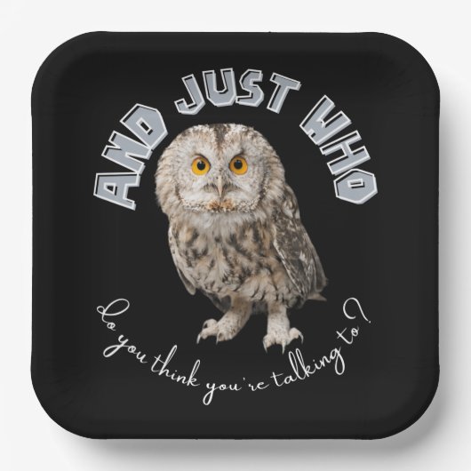 フクロウ：あなたは誰と話し考えているんだ？ ペーパープレート (正面)