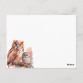 フクロウ…かわいい赤ちゃんシャワー ポストカード (裏面)