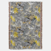 フクロウ，のぞき，中，灰色，黄，葉色 スローブランケット (正面縦)