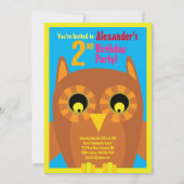 フクロウ・アニマル・キッドのバースデーパーティ招待状 招待状 (正面)