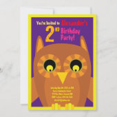 フクロウ・アニマル・キッドのバースデーパーティ招待状 招待状 (正面)