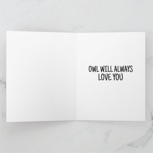 フクロウ・アート愛する大きなグリーティングカード サンキューカード (内部)