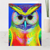 フクロウ・アート愛する大きなグリーティングカード サンキューカード (正面)