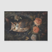 フクロウ・イン・フラワーズ1 Decopage紙 薄葉紙 (正面)