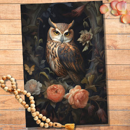 フクロウ・イン・フラワーズ1 Decopage紙 薄葉紙