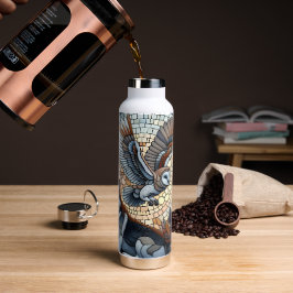 フクロウ&ウルフモザイク自然アイアート ウォーターボトル