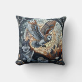 フクロウ&ウルフモザイク自然アイアート クッション (正面)