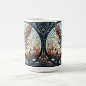 フクロウ&ウルフモザイク自然アイアート コーヒーマグカップ (中央)