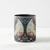 フクロウ&ウルフモザイク自然アイアート マグカップ (中央)