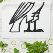 フクロウ、エジプトの象形文字 キッチンタオル (折り畳み)