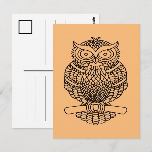 フクロウ（オレンジ） – はがき (正面/裏面)