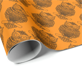 フクロウ（オレンジ） – ラッピング紙 ラッピングペーパー