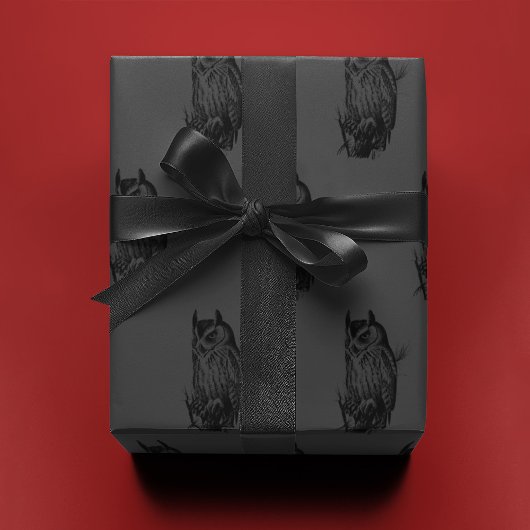 フクロウ・オン・グレー | ラッピングペーパー