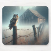 フクロウ・オン・フェンス・ポスト マウスパッド (正面)