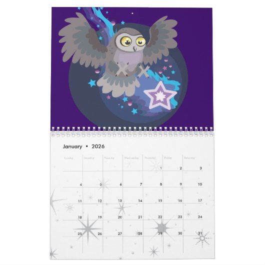 フクロウ、カレンダー カレンダー (1月 2026)