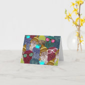 フクロウ カード (黄色い花)