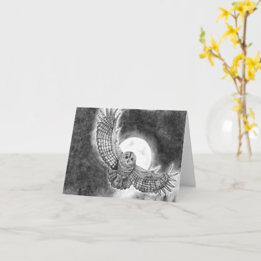 フクロウ カード (黄色い花)