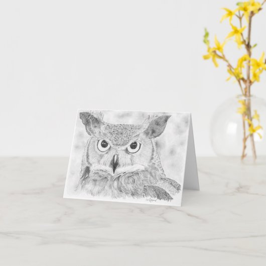 フクロウ カード (黄色い花)