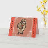 フクロウ カード (黄色い花)