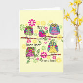 フクロウ カード (黄色い花)