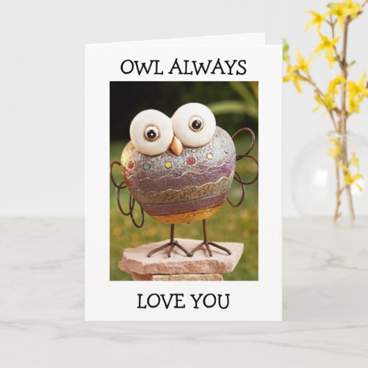 フクロウ。 カード (黄色い花)