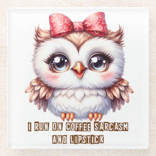 フクロウ ガラスコースター (正面)