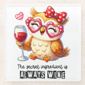 フクロウ ガラスコースター (正面)