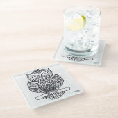 フクロウ – ガラスコースター (アングル)