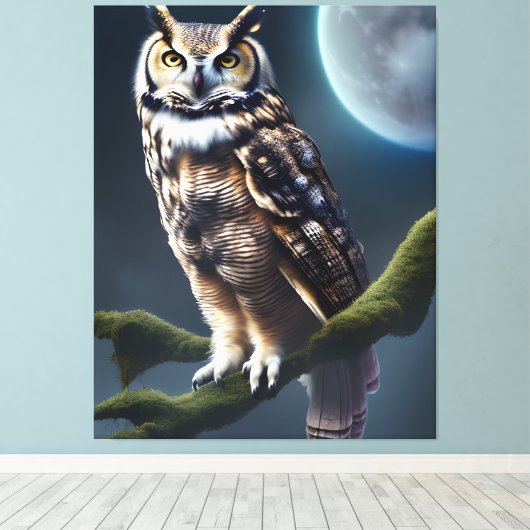 フクロウ キャンバスプリント (インサイチュ (ウッドフロア))