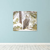 フクロウ キャンバスプリント (インサイチュ (ウッドフロア))