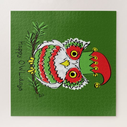 フクロウ・クリスマスかわいいおもしろい子たち ジグソーパズル (横)