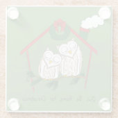 フクロウ・クリスマスかわいい子たち ガラスコースター (裏面)