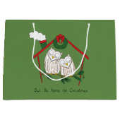 フクロウ・クリスマスかわいい子たち ラージペーパーバッグ (正面)