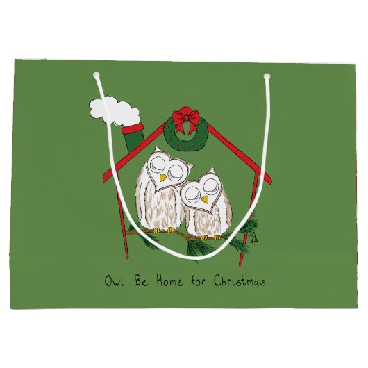 フクロウ・クリスマスかわいい子たち ラージペーパーバッグ (裏面)