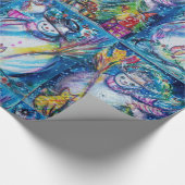 フクロウ、クリスマスツリー、玩具付き冬雪だるま ラッピングペーパー (角)