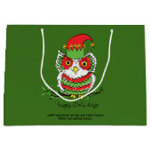 フクロウ·クリスマス·キュート·ホリおもしろいデー ラージペーパーバッグ (正面)