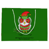 フクロウ·クリスマス·キュート·ホリおもしろいデー ラージペーパーバッグ (裏面)